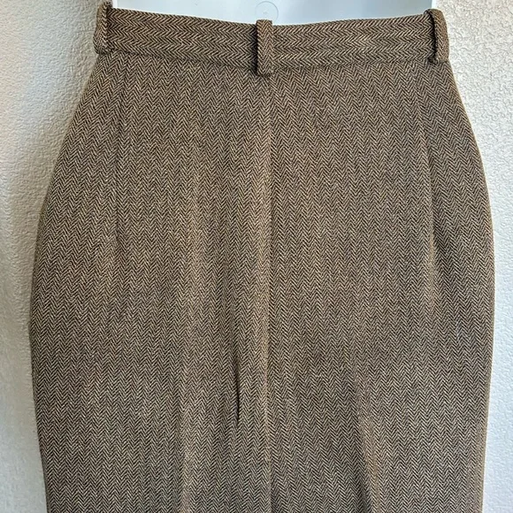 ANN TAYLOR trousers, gold/tan, herringbone tweed, pleats, pockets, cuffs. 12 EUC - Picture 6 of 17